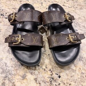 Louis Vuitton Brown and Black Sandals
